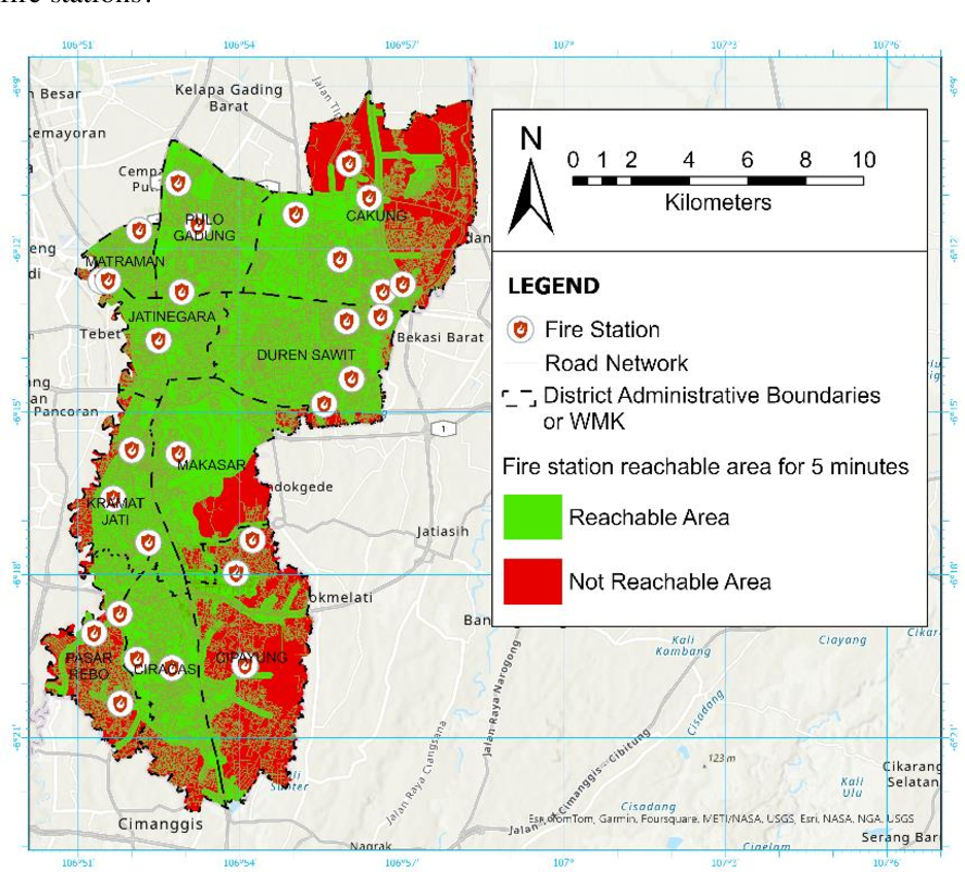 The Impedance of East Jakarta Road Network to Estimate Fire Station Service Areas