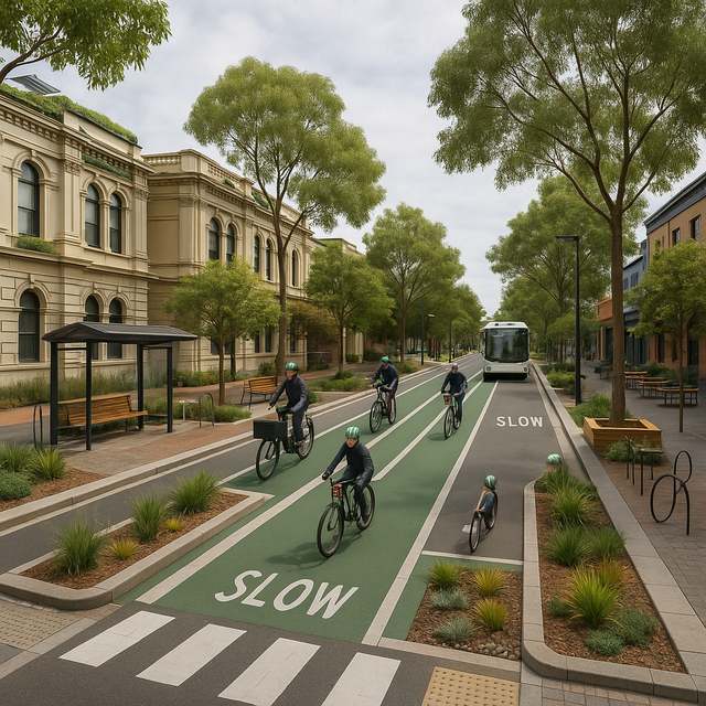 AI-generated streetscape using the baseline prompt