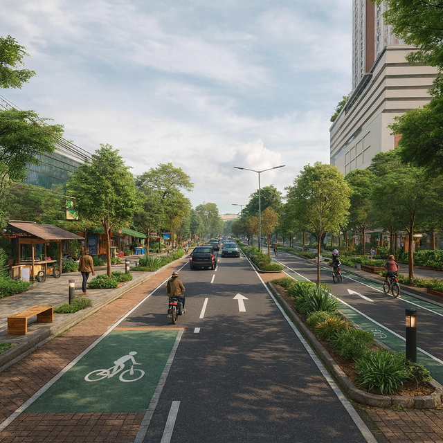 AI-generated streetscape using a prompt with local/contextual information