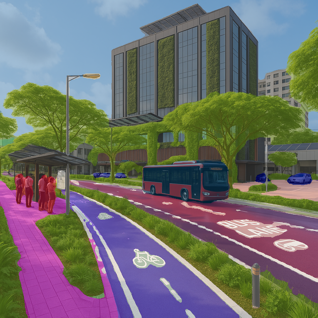 Semantic segmentation of the AI-generated streetscape