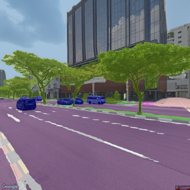 Semantic segmentation of the original streetscape